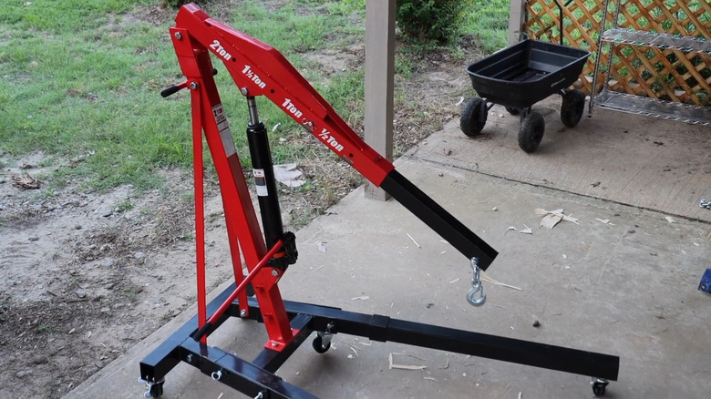 Shop crane on patio