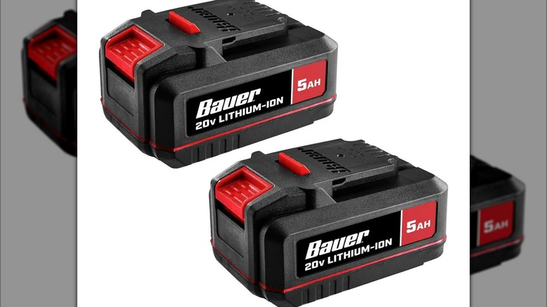A stock image of two Bauer 20V batteries.