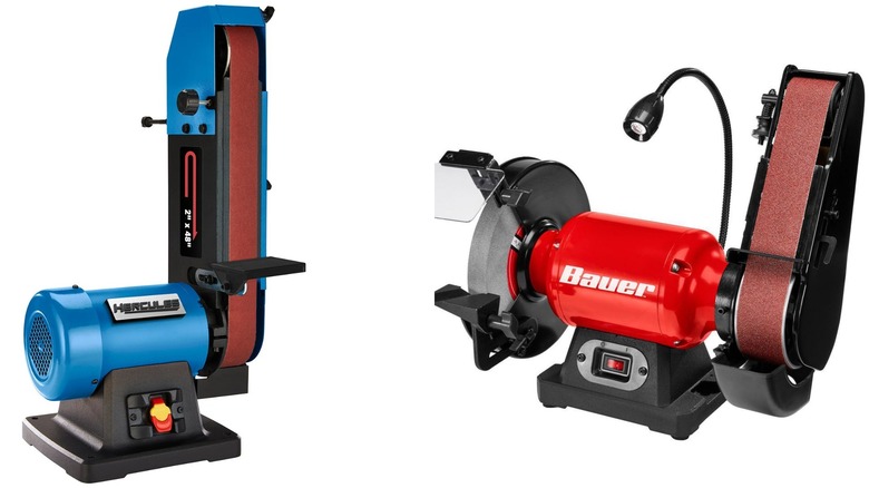 The Hercules Belt Grinder and Bauer 8-inch Bench Grinder with Belt Sander from Harbor Freight