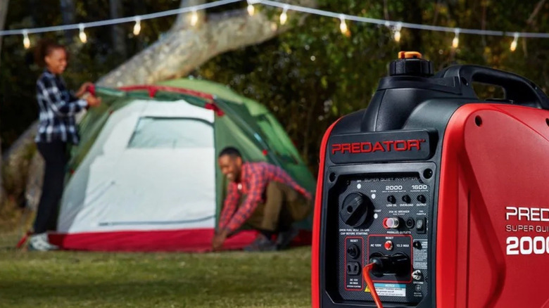 People camping wiht Harbor Freight Predator 2000 Power Station