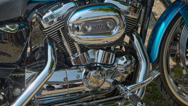 А Harley-Davidson 1200 engine up-close