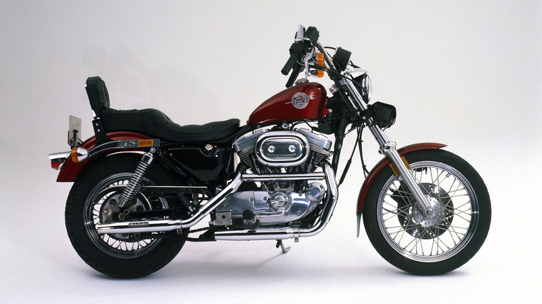 A Harley Davidson Sportster 883 on display