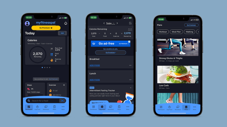 MyFitnessPal app screenshots