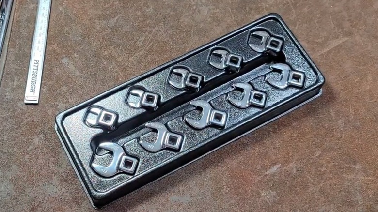 a set of harbor freight icon crows foot sockets