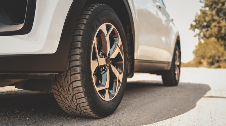 Car tire on an SUV