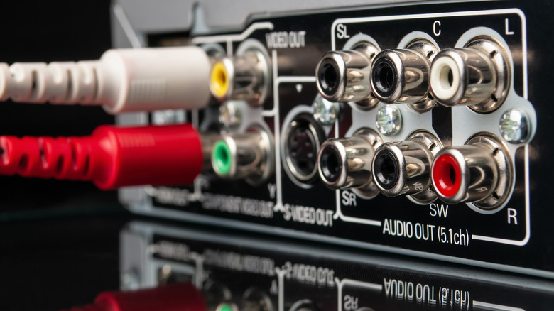 Older type audio cables plugged into RCA sockets