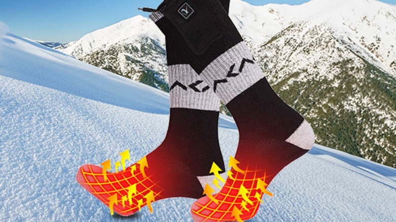 Socks on snowy hill