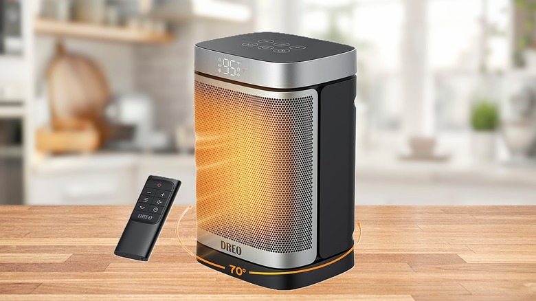 Dreo space heater on custom background
