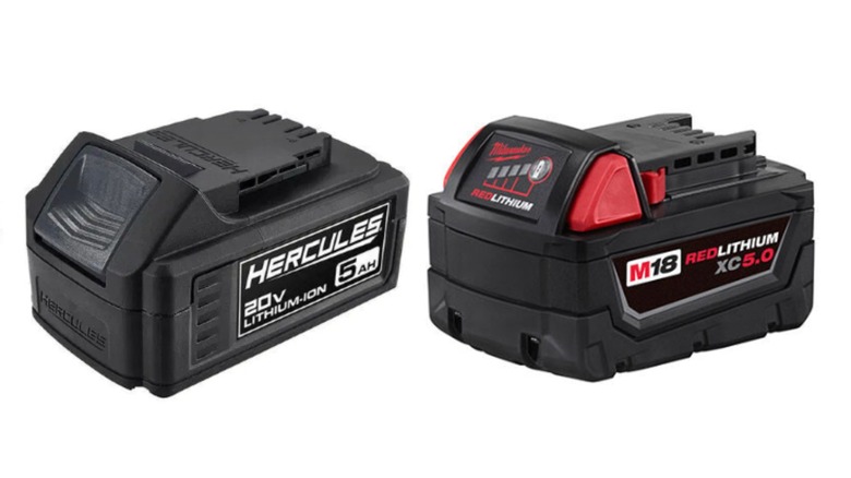 Harbor Freight's Hercules 20V battery and 18V M18 Milwaukee battery