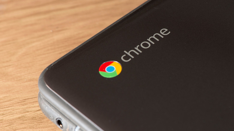 Chrome OS logo on a Chromebook.