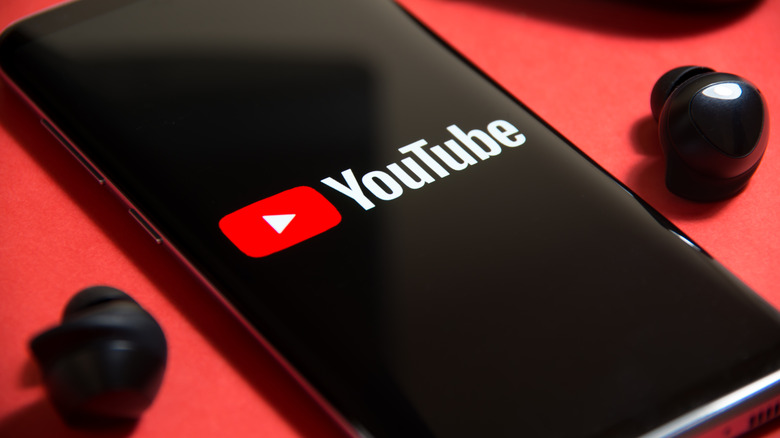 YouTube logo on phone