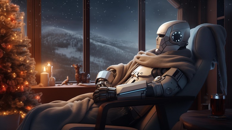 Robot relaxing during Christmas break
