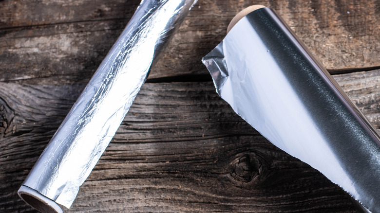 aluminum foil on table