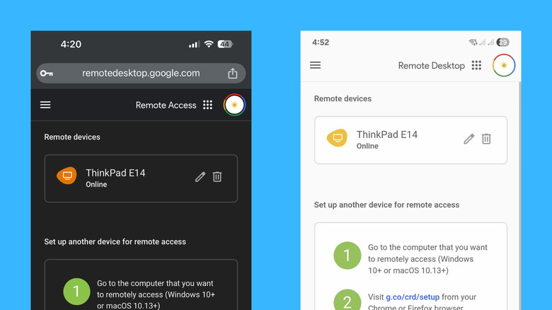 Accessing own computer from Chrome Remote Desktop on iPhone and Android