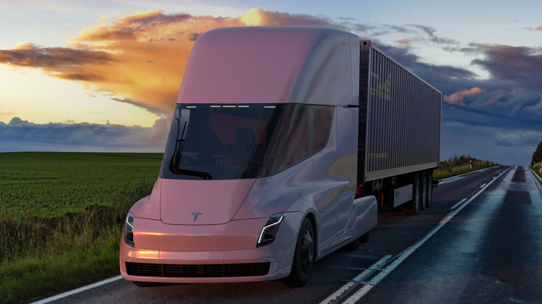 Tesla Semi truck on road 