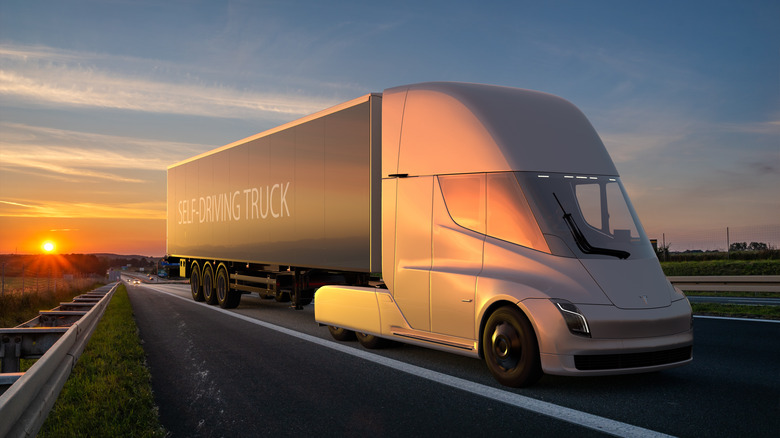 Tesla Semi hauling a trailer