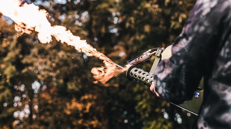flamethrower in use