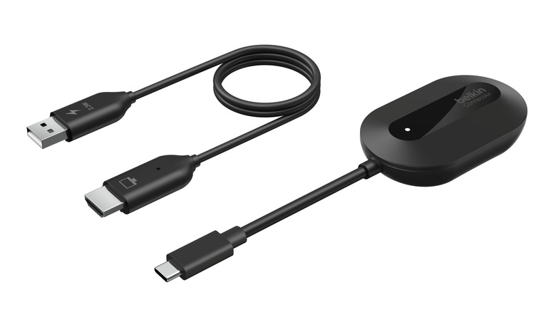 Belkin ConnectAir Wireless HDMI Display Adapter seen up close against white background