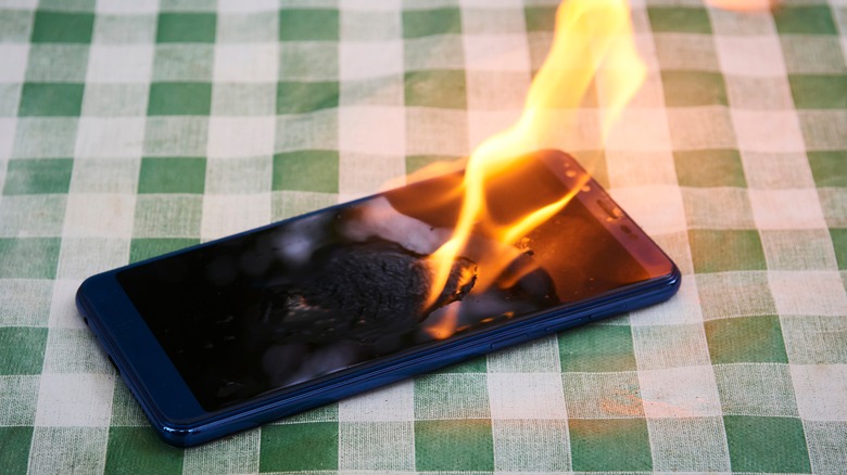 burning smartphone