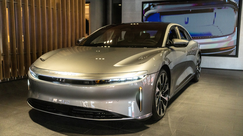 Lucid Air in a showroom