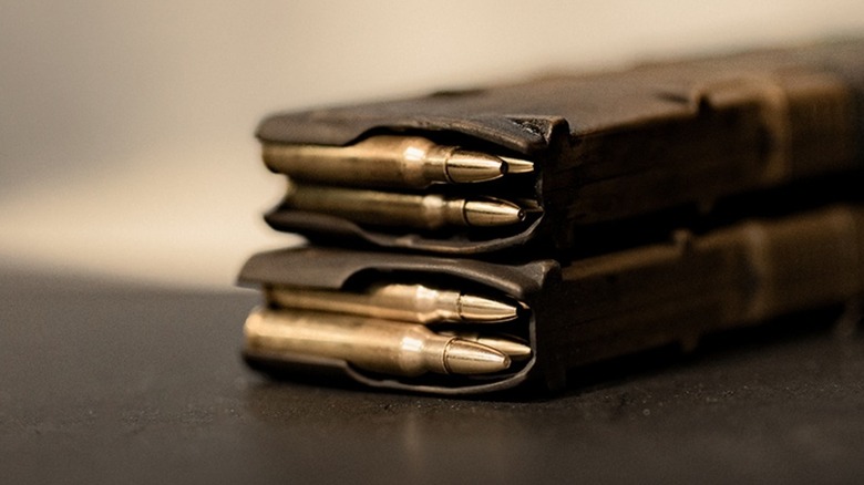 Two loaded magazines of 5.56 Drone Round anti-drone ammunition