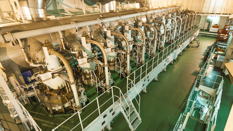 massive engine room on ship