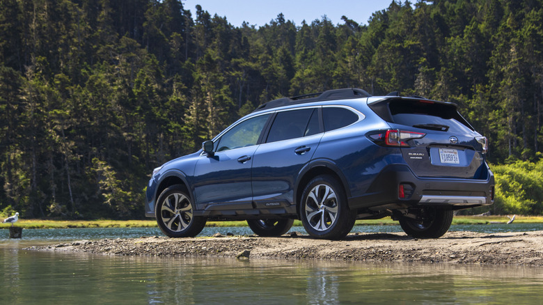 2021 Subaru Outback parked at lake