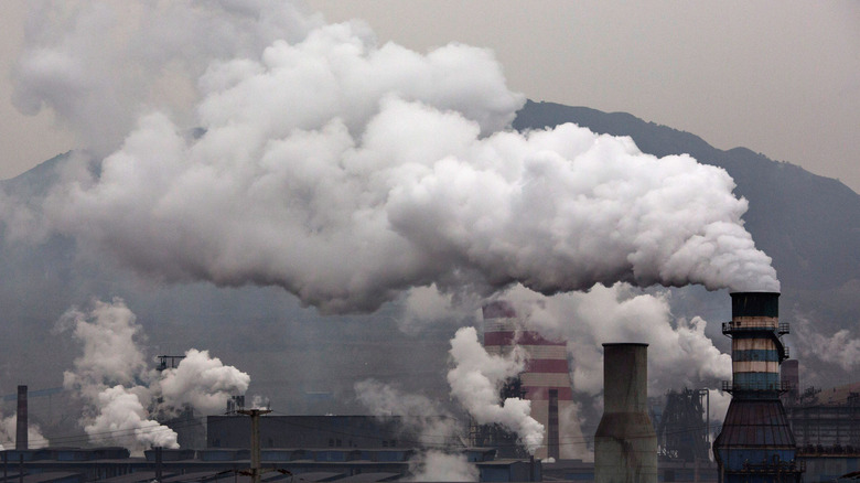 Smoke from a coal-fired generator at a steel plant in China