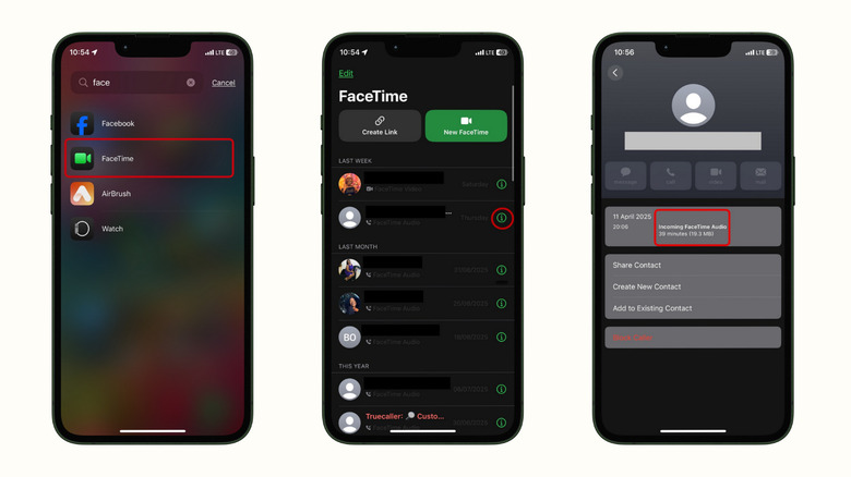 screenshots of how to check how much data FaceTime uses