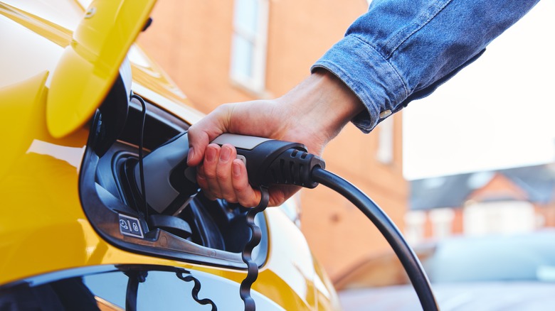 EV connected to a charger 