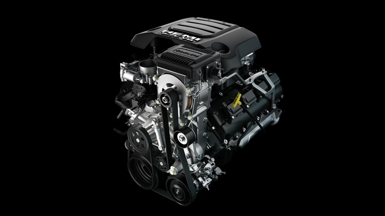 5.7 HEMI engine on black background