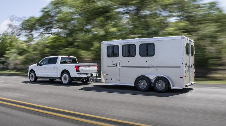 F-150 Lightning towing horse trailer