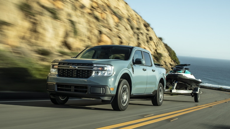 Ford Maverick Hybrid towing jet ski