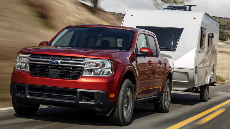 Ford Maverick Lariat towing camper