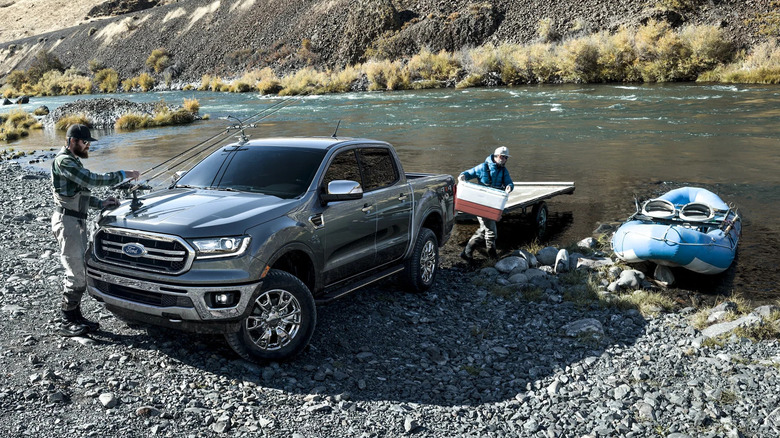 Ford Ranger parked riverside