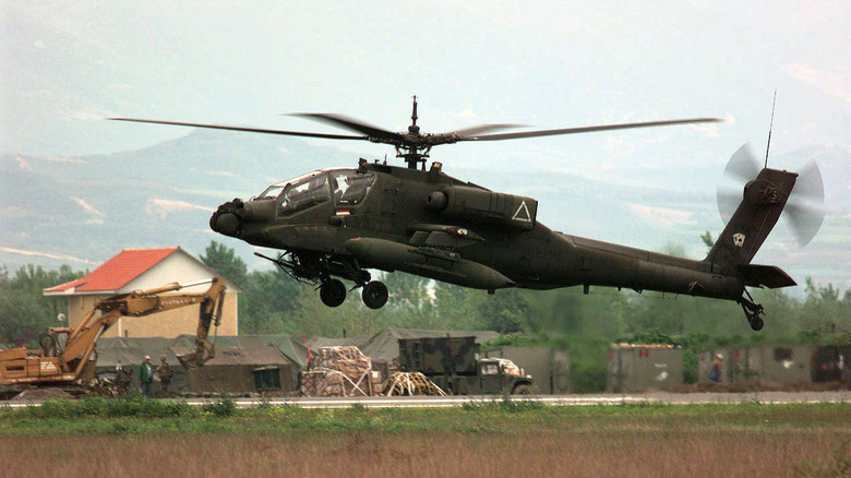 An Apache helicopter landing.