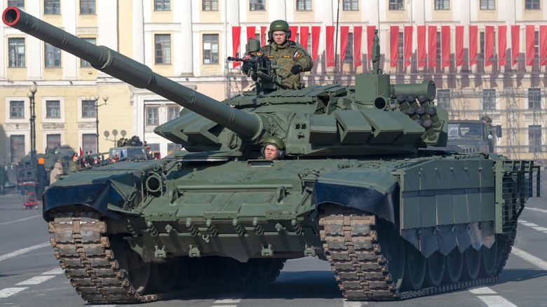 Modern Russian tank during a military parade