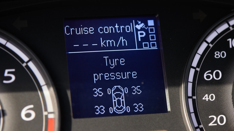 Close shot of TPMS on car's instrument panel