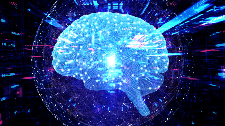 Human brain supercomputer illustration