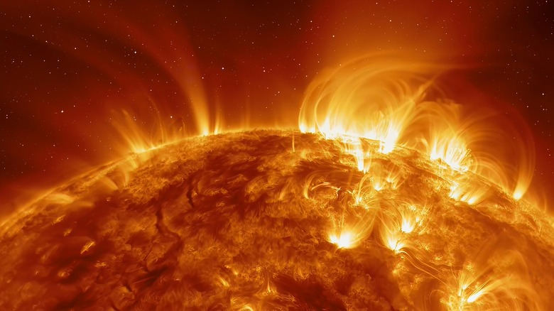 Sun with solar storms