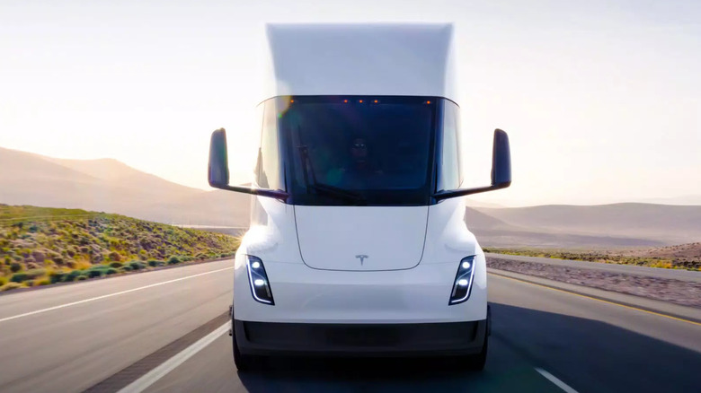 tesla semi driving on road