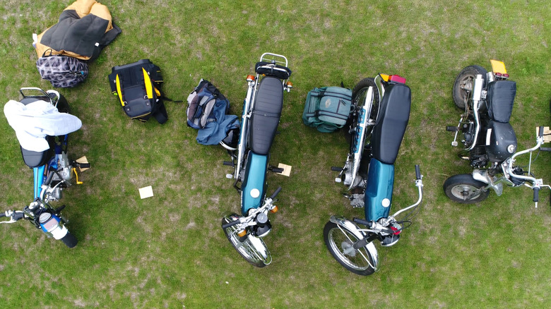 Yamaha motorcycles overhead view