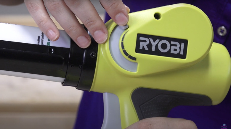 close up of Ryobi caulking gun