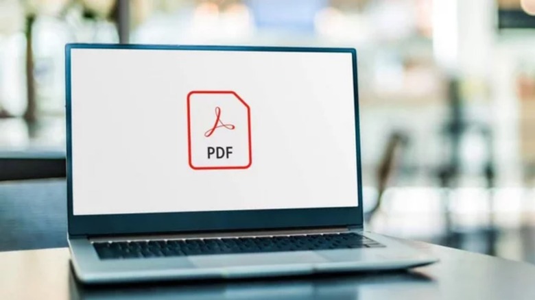 Laptop with PDF logo