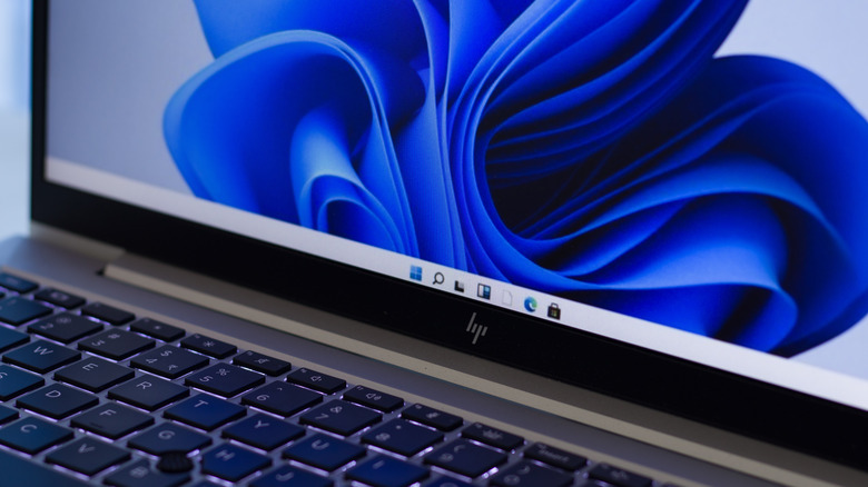 Windows 11 taskbar on laptop