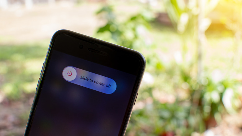 iPhone with power off slider on the screen
