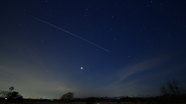 ISS through night sky