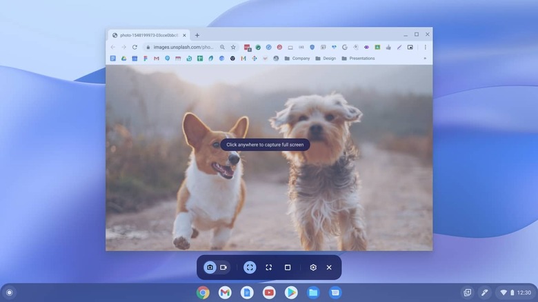 Screenshot menu on a Chromebook