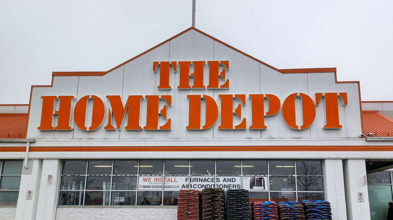View at the sign of a Home Depot store in Canada