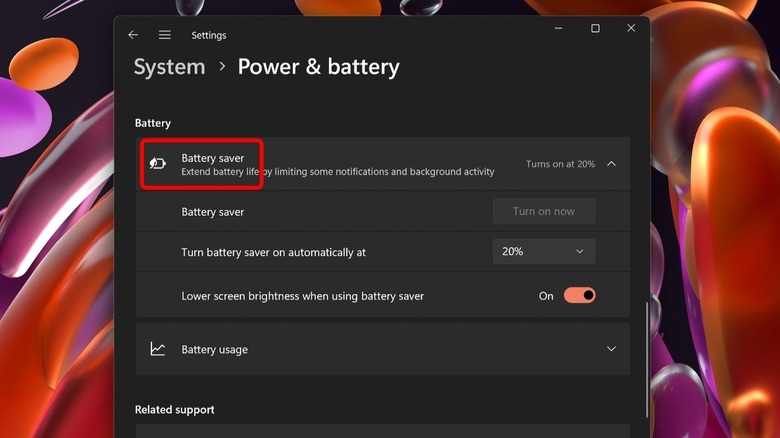 Power settings in Windows 11
